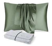 DISANGNI 100% Natural Mulberry Silk Pillow case for Hair and Skin with Hidden Zipper 22 Momme Both Sides Real Silk Pillow Case (1pc 40x60cm, Green)