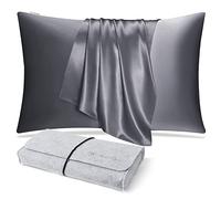 DISANGNI 100% Natural Mulberry Silk Pillow case for Hair and Skin with Hidden Zipper 22 Momme Both Sides Real Silk Pillow Case (1pc 50x75cm, Dark Gray)
