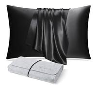 DISANGNI 100% Natural Mulberry Silk Pillow case for Hair and Skin with Hidden Zipper 22 Momme Both Sides Real Silk Pillow Case (1pc 40x70cm, Black)