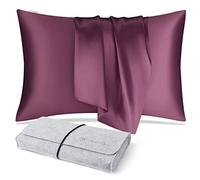 DISANGNI 100% Natural Mulberry Silk Pillow case for Hair and Skin with Hidden Zipper 22 Momme Both Sides Real Silk Pillow Case (1pc 40x80cm, Purple)