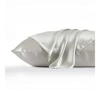 DISANGNI 100% Natural Mulberry Silk Pillow case for Hair and Skin with Hidden Zipper 22 Momme Both Sides Real Silk Pillow Case (1pc 50x75cm, Light Grey)