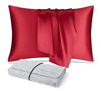 DISANGNI 100% Natural Mulberry Silk Pillow case for Hair and Skin with Hidden Zipper 22 Momme Both Sides Real Silk Pillow Case (1pc 51x66cm, Red)