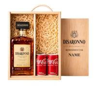 Disaronno Personalised Amaretto Gift Set with Coca-Cola 70cl 28% ABV in Gift Box - Italian Amaretto Liqueur Gift for Men Women Birthday UK