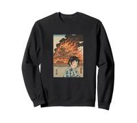 Disaster Girl Meme Ukiyo-e Burning Castle Woodblock Art Sweatshirt