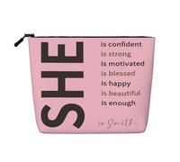 DiSAVE Personalized Makeup Bags for Women, Small Travel Cosmetic Pouch Purse with Zipper, Customized Gifts as Birthday Bridal Christmas, She is, She is