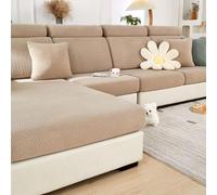 Disayu Magic Sofa Covers 2024 New Wear-Resistant Universal Sofa Cover Washable L Shape Stretch Couch Covers Cushion Slipcovers for Sectional Sofa (Texture Light Coffee,Large Single Seat Cover)