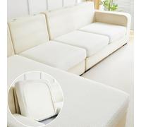 Disayu Magic Sofa Covers Couch Covers 2024 New Wear-Resistant Universal Sofa Covers Washable L Shape Stretch Couch Cushion Covers Slipcovers for Sectional Sofa (Texture White,Large Single Seat Cover)