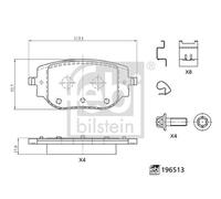 Febi Bilstein Brake Pad Set 196513 - Rear Disc - Fits Citroën, Opel, Peugeot, Toyota Expert