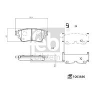 Febi 1003646 Rear Brake Pad Set Fits Nissan Ariya X-Trail D40606TA0A