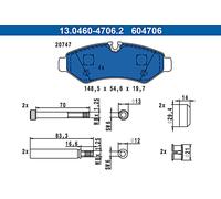 ATE Brake Pad Set 13.0460-4706.2 - Disc Brake for Mercedes-Benz Sprinter 3-t Tourer Bus