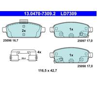ATE Brake Pad Set 13.0470-7309.2 Disc Brake for Opel/Vauxhall