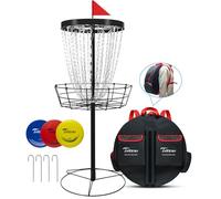 Disc Golf Basket - Portable Disc Golf Target with Heavy Duty 24-Chains Come with Transit Bag and 3pcs Disc Golf Discs, Ground Stake -Suitable for Players of All Levels - Multi Color Available