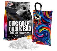 Disc Golf Chalk Bag | Attaches to Bag with a Carabiner | Better than Rosin & Sawdust Bags | Improve Your Grip for Consistency | Disc Golf Accessories for Men | Disc Grip Enhancer (Rainbow Swirl)