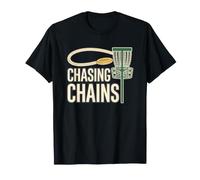 Disc Golf Chasing Chains Flying Frisbee Golfer Retro Design T-Shirt