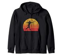 Disc Golf Distressed Retro 80s Style Vintage Zip Hoodie