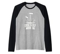 Disc Golf Mode On Funny Frisbee Disc Golf Raglan Baseball Tee