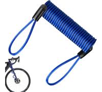 Disc Lock Reminder Cable - 120Cm PVC Coated Steel Wire, Black/Red/Blue Elastic Spring Coil, Multipurpose Motorcycle Security Rope, Portable Helmet Baggage Locker | Stretchable Antitheft Reminder Cord