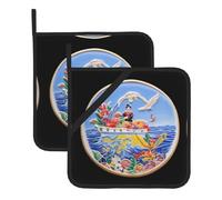 Disc Seal Washable Pot Holder Set, Heat Resistant Pot Holder Accessories 2-Piece Set, Cooking Oven Grill Mat, 8 * 8 Inch
