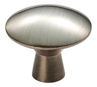 Disc Shaped Cabinet Door Knob on Tapered Stem 27mm Dia Satin Nickel Handle