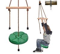 Disc Swing for Kids with Monkey Bars, Replacement Swing for Swing Set for Backyard/Tree/Zipline,Green Disk Swing Seat Pro with 5ft Adjustable Rope, Carabiner and 22in Strap