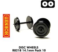 DISC WAGON WHEELS & AXELS 14.1mm Pack10 OO Gauge 1:76 model rail HORNBY R8218