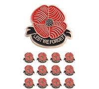 DISCAO 12/25/50/100 pieces Poppy Flower Brooch Lapel Pin Memorial Day Lest We Forget enamel Poppy Pins bulk, M, Alloy Steel, no gemstone
