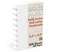 Discbound Half-Letter Size Extra Thick Dot Grid Paper Refill, 200 Sheets (400 Pages), 5.5 in. x 8.5 in, 120 GSM, Junior Size