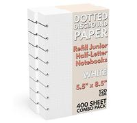 Discbound Half-Letter Size Extra Thick Dot Grid Paper Refill, 400 Sheets (800 Pages), 5.5 in. x 8.5 in, 120 GSM, Junior Size