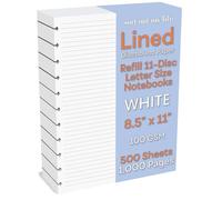 Discbound Letter Size Lined Paper Refill, 8.5 in x 11 in, 100 GSM, 11 Disc Notebooks (500-Sheet)