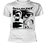 Discharge Hear Nothing White Girls White t Shirts(X-Large)