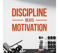 Discipline Beat.s Motivation - Gym Fitness Decal Wall Sticker [Medium] [Orange]
