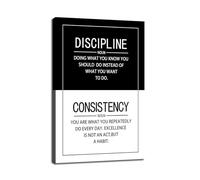 Discipline Consistency Noun Quote Motivational Wall Art for Office Inspiration Positive Poster Inspirational Canvas Painting Prints Wall for Living Room Home Decor Framed Artwork [12''W x 18''H]