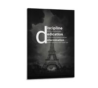 Discipline Dedication Determination Wall Art, Eiffel Tower-themed Print, Motivational Poster, Driven Canvas Picture Poster Decorative Painting Canvas Wall Posters And Art Picture Print Modern Family B