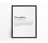 Discipline Definition Print Framed Discipline Definition Motivation Wall Art A4 Poster on Canvas - Wall Art Home Decor Movie Poster Canvas Film Cinema Retro Vintage Cult Classic Nostargic Saga Modern