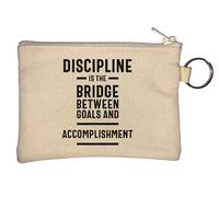 Discipline is The Bridge Between Goals and Accomplishment Key Chain Coin Purse Beige