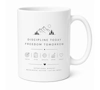 Discipline Today Freedom Tomorrow Minimalist Motivational Focus Plan Execute Ceramic Gift Mug