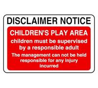 Disclaimer notice children's must be supervised at all times - safety sign - 1.2mm Rigid plastic for indoor/outdoor usage (400mm x 300mm) Viewing Distance within 14m.