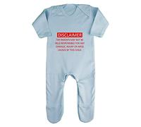 Disclaimer Parents are not Responsible Baby Romper Jumpsuit with feet, 3-6 Months, Pastel Blue