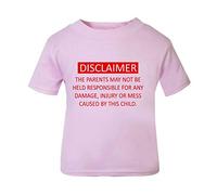 Disclaimer Parents are not Responsible Short Sleeve Cotton Toddler t Shirt, 3-4 Years, Pastel Pink