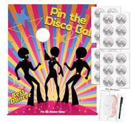 Disco 70s Theme Party Games, Pin The Disco Ball on The Party Game for Back to 60s 70s 80s 90s Let's Boogie Disco Dancing Night Birthday Party Decorations Supplies