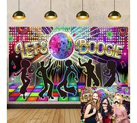 Disco Backdrop Banner Disco Party Decorations 70's 80's 90's Disco Hot Dancers Theme Background, Let's Glow Crazy Shining Neon Night Retro Birthday Party Supplies Photo Booth Props (6x4FT)