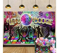 Disco Backdrop Banner Disco Party Decorations 70's 80's 90's Disco Hot Dancers Theme Background, Let's Glow Crazy Shining Neon Night Retro Birthday Party Supplies Photo Booth Props (8x6FT)
