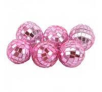 Disco Ball 6Pcs Disco Glass Ball Light DJ 3CM Party With Reflective Reflective Glass Rotating Mirror Ball Decor(Pink)