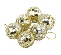 Disco Ball 6Pcs Disco Glass Ball Light DJ 3CM Party With Reflective Rotating Mirror Decor(Gold)