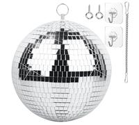 Disco Ball - 8 Inch Mirror Disco Ball, Ideal for DJ Club, Party, Wedding, Home Decor, and Live Stage with Hanging Ring for Easy Installation, Silver