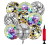 Disco Ball Balloons, 9PCS Disco Balloons, 22 Inches Disco Aluminum Foil Balloons, Party Balloons, Disco Round Balloons, 70s 80s 90s Theme Disco Party Decorations Supplies, Disco Fever Party Decoration