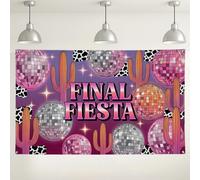 Disco Ball Cactus Backdrop, Fun Retro Party Decorations, Peach and Violet Colorful Background for Photography Events, Fiesta Celebration Supplies 71x43 Inch