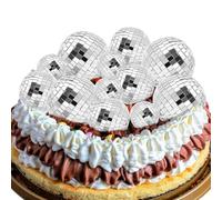 Disco Ball Cake Decorations - 12-Pack Reflective Mini Disco Balls for Cake, Cupcake, and Party Decorations