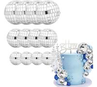 Disco Ball Cake Decorations, 12-Pack Reflective Mini Disco Balls for Party, Wedding, and Home Décor - Shiny, Durable, Multi-Use - Perfect for Birthday Cakes, Dance Floors, and Table Centerpieces