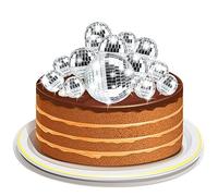Disco Ball Cake Decorations, 16pcs Large Disco Ball Cake Topper Cupcake Toppers Mirror Ball Cake Decorations for Birthday 1970s Disco Themed Party Supplies